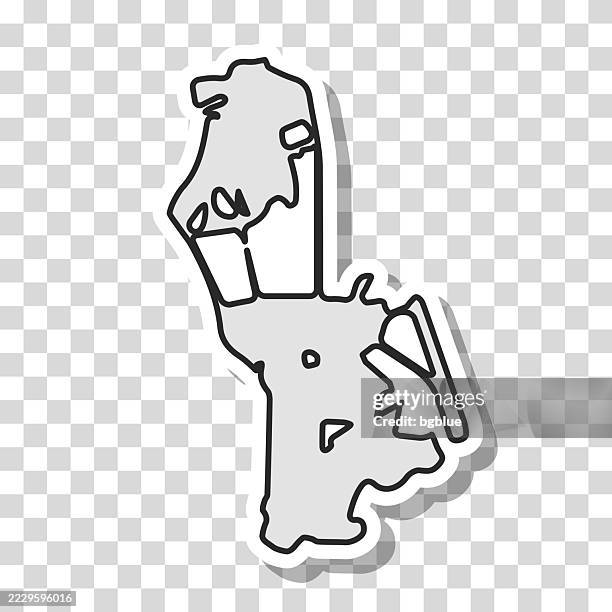 macau map sticker on blank background - cartography stock illustrations