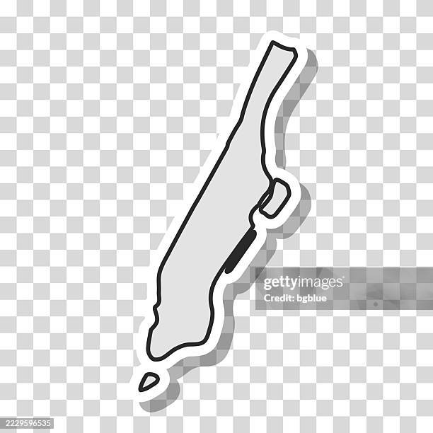 manhattan map sticker on blank background - manhattan map stock illustrations