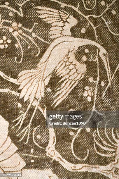 illustration of a crane in flight, vintage victorian art 19th century - 19th century style stock illustrations