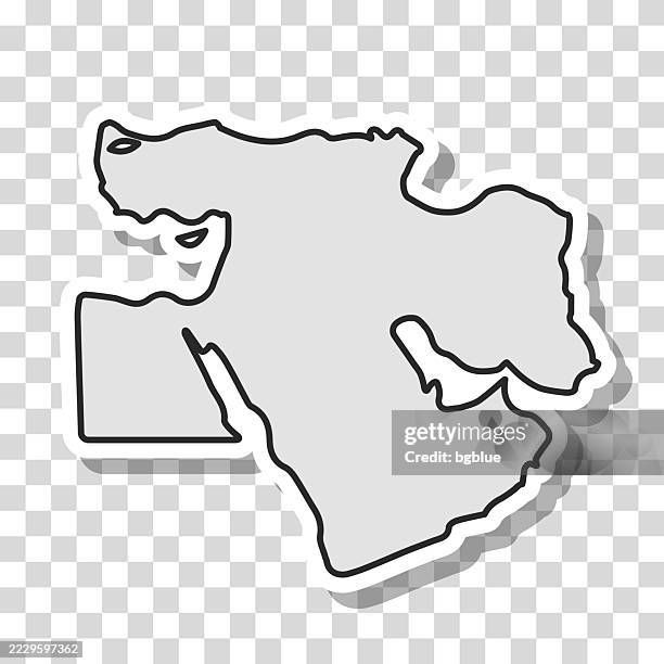 middle east map sticker on blank background - gulf countries stock illustrations