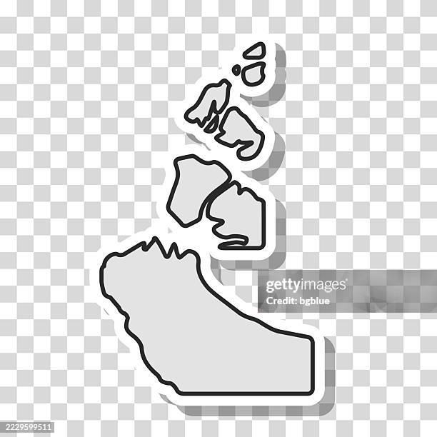 northwest territories map sticker on blank background - yellowknife stock illustrations