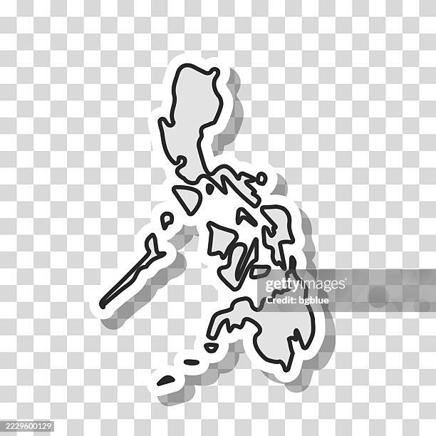 philippines map sticker on blank background - philippine map drawing stock illustrations