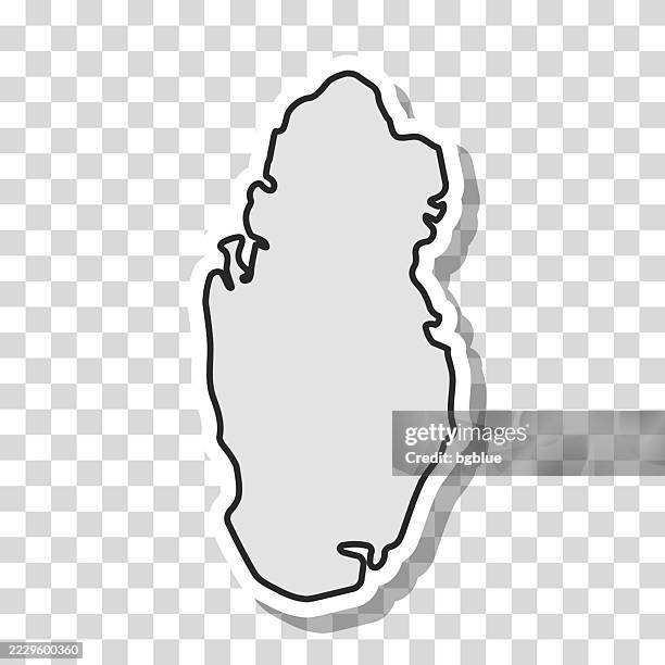 qatar map sticker on blank background - doha stock illustrations