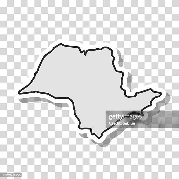 sao paulo map sticker on blank background - sao paulo stock illustrations