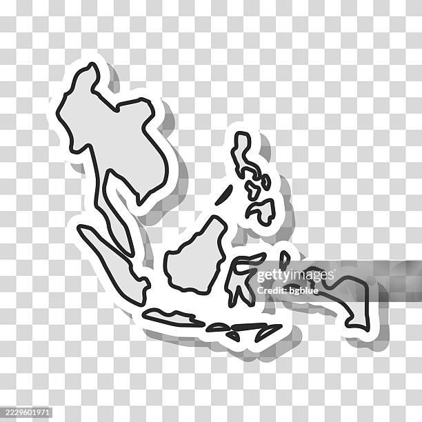 southeast asia map sticker on blank background - philippine map drawing stock illustrations