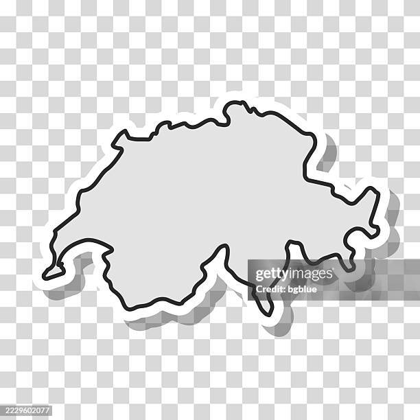 switzerland map sticker on blank background - modern border frame stock illustrations