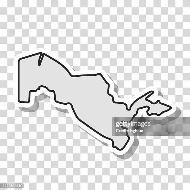 uzbekistan map sticker on blank background - uzbekistan stock illustrations