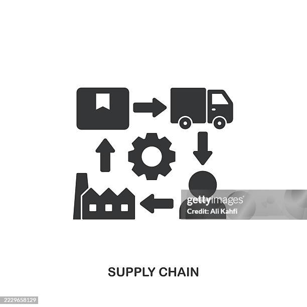 supply chain glyph solid icon. solid icon that can be applied anywhere, simple, pixel perfect and modern style. - factory manager stock illustrations