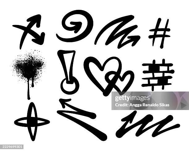 abstract funky graffiti symbols and element set - hashtag stock illustrations