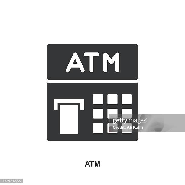atm glyph solid icon. solid icon that can be applied anywhere, simple, pixel perfect and modern style. - atm icon stock illustrations