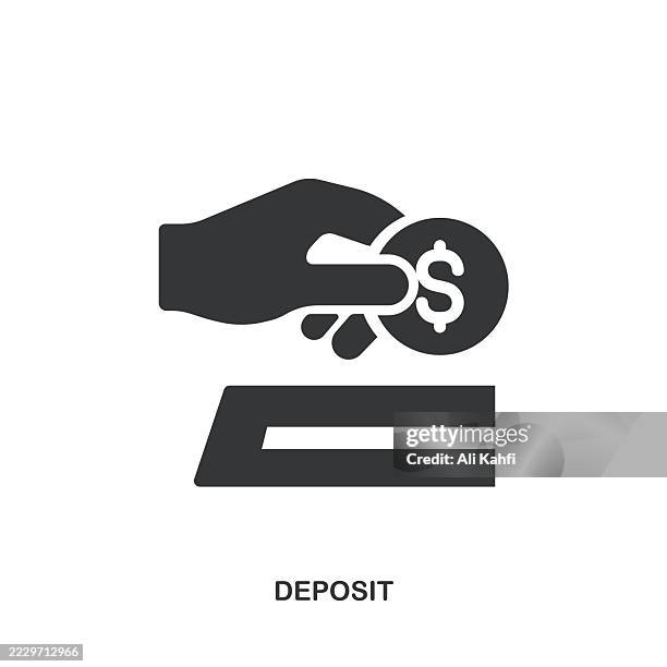 deposit glyph solid icon. solid icon that can be applied anywhere, simple, pixel perfect and modern style. - bank counter stock illustrations