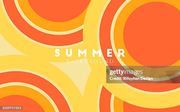 colorful circle flowing line abstract pattern background. hello summer text with template summer concept. - summer camp stock illustrations