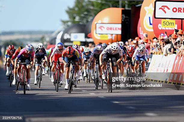 Clara Copponi of France and Team Lidl - Trek, Kathrin Schweinberger of Austria and Team Human Powered Health and Chiara Consonni of Italy and Team...