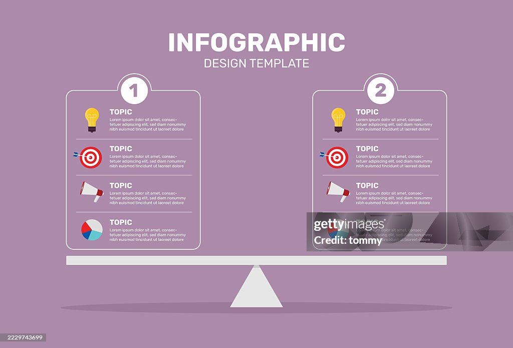 Infographic comparison chart diagram template on level