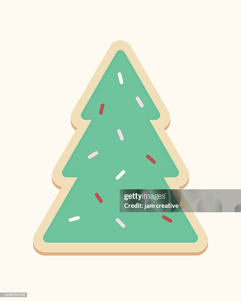 Decorated Christmas Tree Sugar Cookie