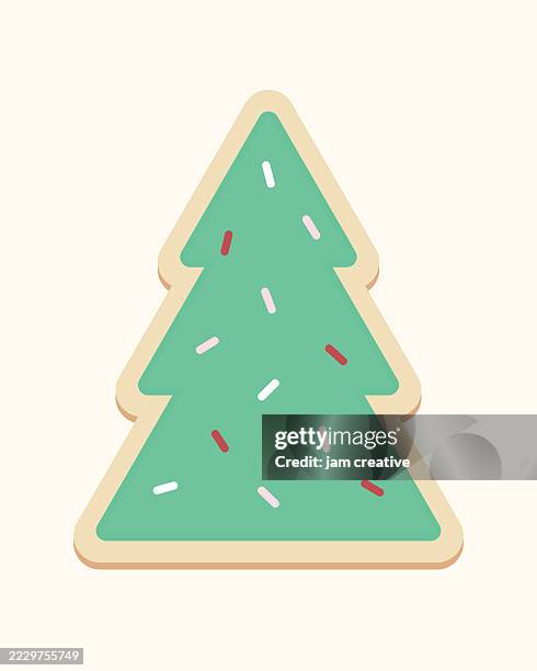 decorated christmas tree sugar cookie - christmas cookie tin stock illustrations