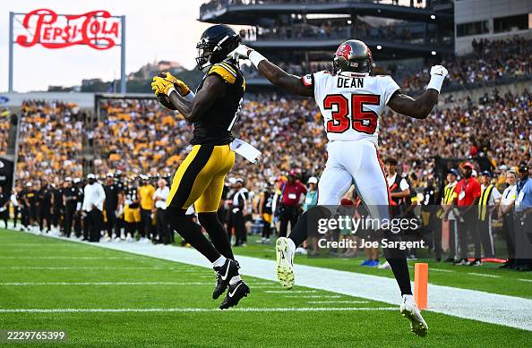 Brandon Matterson Brandon Johnson of the Pittsburgh Steelers catches a pass for a... News ...