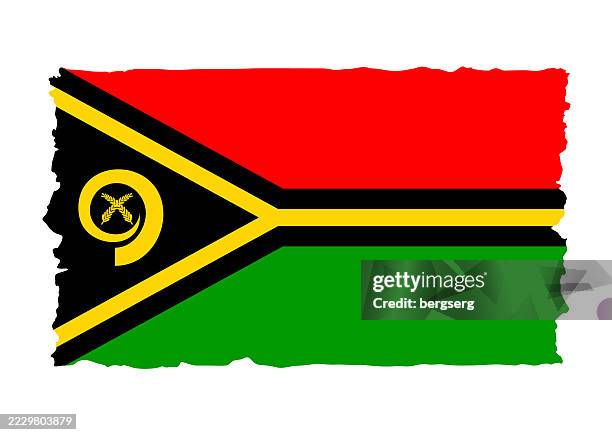 grunge style flag of vanuatu. flat icon. vector illustration - vanuatu stock illustrations