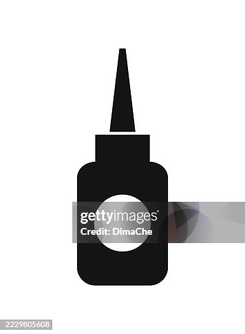 Nasal spray bottle silhouette, bottle with cone cap and round label - cut out dropper bottle icon, logo, sticker Nasal spray bottle silhouette, bottle with cone cap and round label - cut out dropper bottle icon, logo, sticker