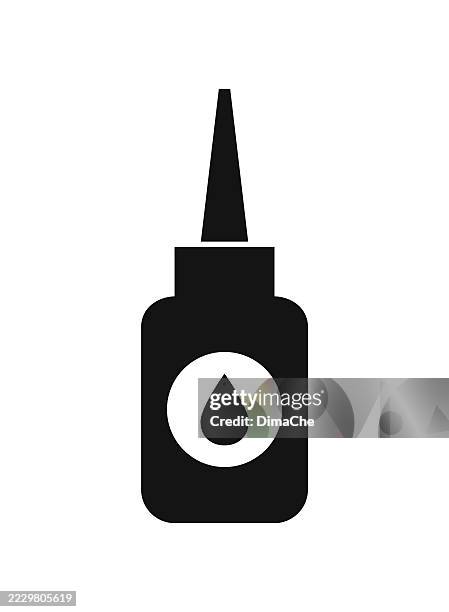 bildbanksillustrationer, clip art samt tecknat material och ikoner med nasal spray bottle silhouette, bottle with cone cap and drop label - cut out dropper bottle icon, logo, sticker - lim