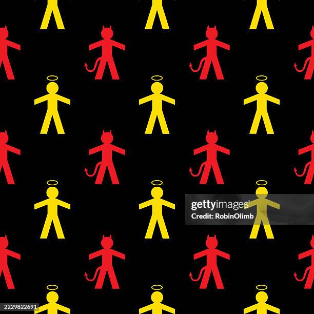 angels and devils seamless pattern - devil tail stock illustrations