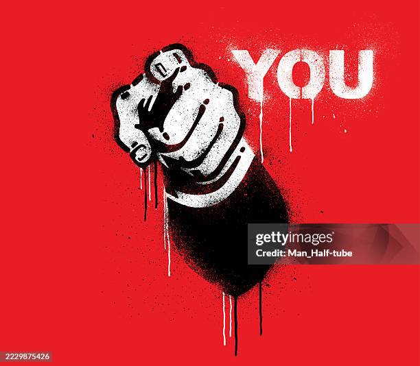 pointing finger graffiti - communism stock illustrations