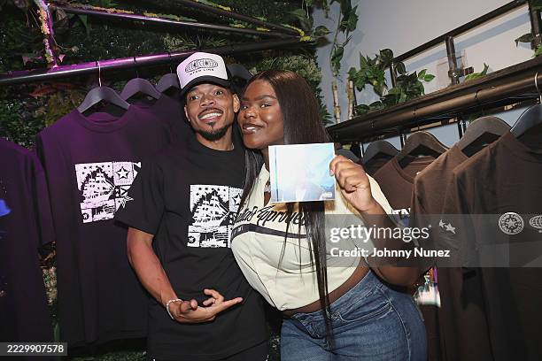 Chance The Rapper and ScarLip attend Star Line Pop Up With Chance The Rapper on August 12, 2025 in New York City.