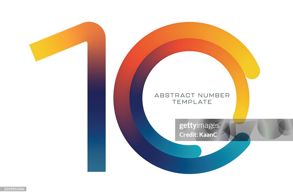 Kreative 10-Zahlen-Logo-Vorlage mit dynamischen Farbverläufen