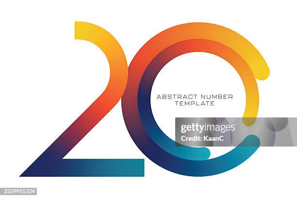 creative 20 number logo template with dynamic color gradients - number 20 stock illustrations
