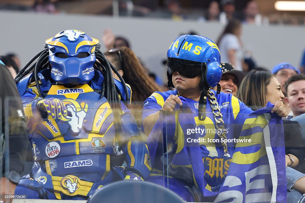 Kid Rams Fans Los Angeles Rams fans sit in in costumes at a game during a NFL... News ...