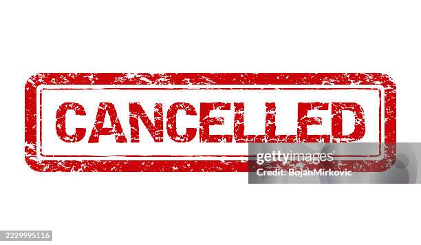 cancelled, red rubber stamp. vector - cancelled stamp stock illustrations