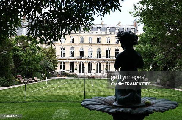 This photograph shows the grass court at the British Embassy in Paris, on May 15, 2025. Anyone for tennis? Anywhere for tennis! As a standard court...