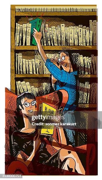 which book to read - librarian stock illustrations