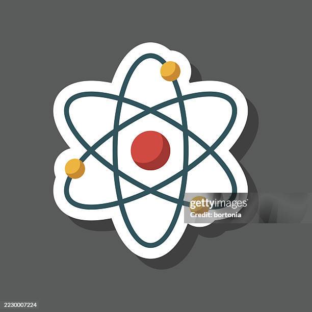 atom sticker icon - proton stock illustrations