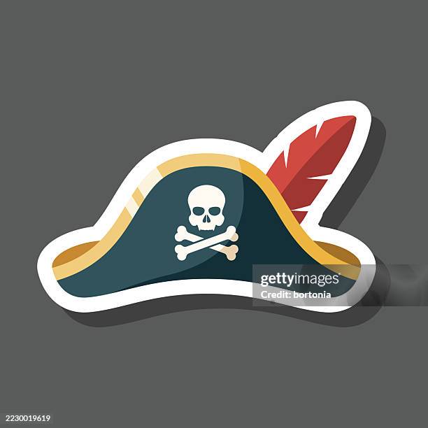 pirate hat sticker icon - pirate hat stock illustrations