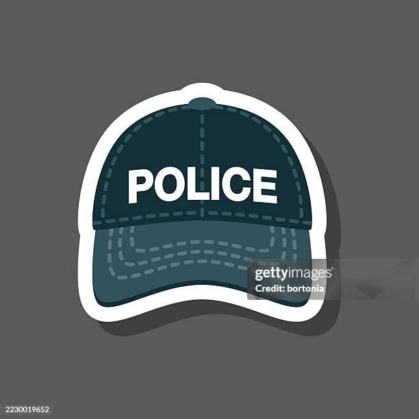 police hat sticker icon - baseball cap isolated stock illustrations