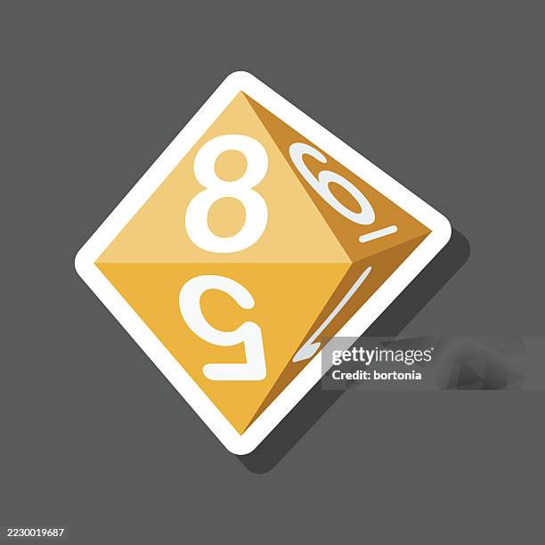 rpg 8 sided dice sticker icon - rolling paper stock illustrations