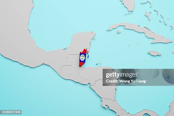 belize map with flag - belize stock pictures, royalty-free photos & images