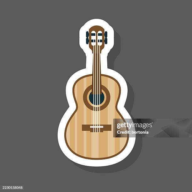 classical guitar sticker icon - classical guitar neck stock illustrations