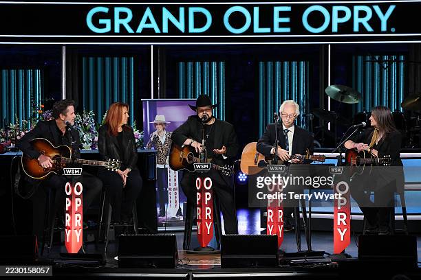 Charles Esten, Victoria Shaw, Bobby Tomberlin, Buddy Cannon and Erin Enderlin perform onstage at Jeannie Seely's 5,398th Opry Show: A Public...