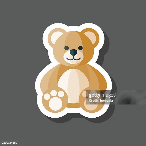 ilustraciones, imágenes clip art, dibujos animados e iconos de stock de icono de pegatina de oso de peluche - osito de peluche