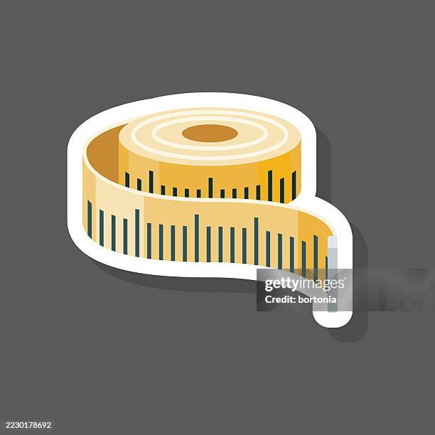 illustrazioni stock, clip art, cartoni animati e icone di tendenza di icona dell'adesivo del nastro di misurazione - pollice sistema metrico anglosassone