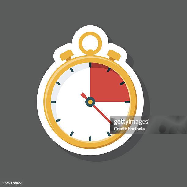 ilustrações de stock, clip art, desenhos animados e ícones de stopwatch sticker icon - temporizador