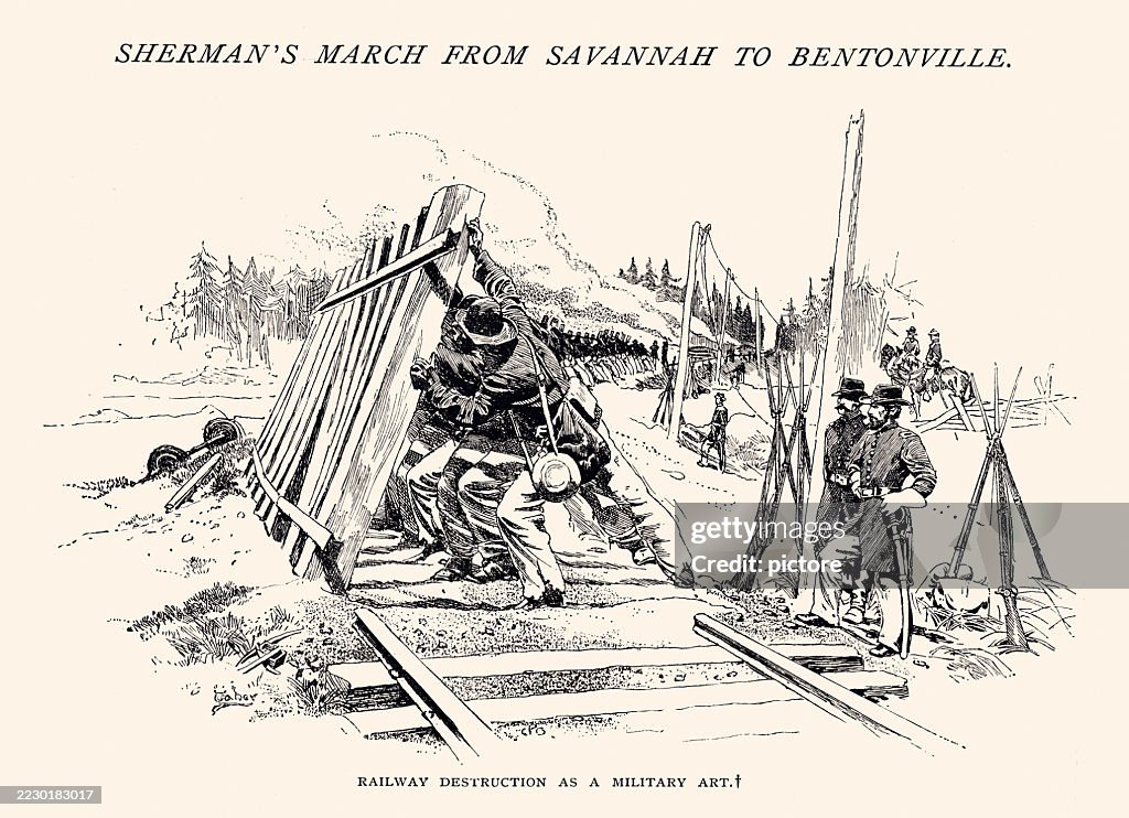 1865 : MARCHE DE SHERMAN DE SAVANAH À BENTONVILLE. LA DESTRUCTION FERROVIAIRE COMME ART MILITAIRE !