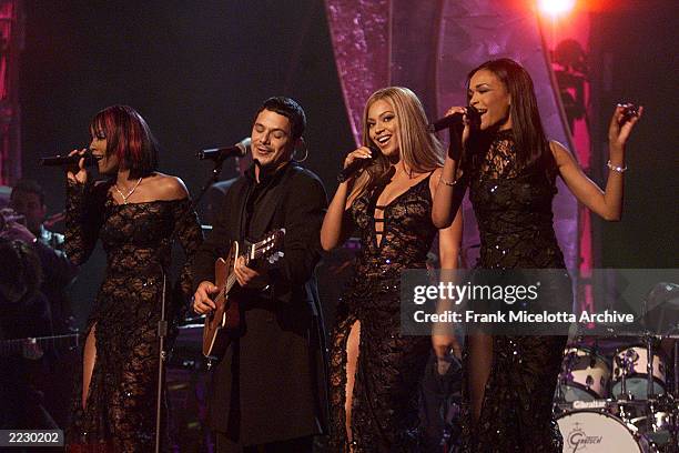 Destiny's Child performing with Alejandro Sanz at the 44th Annual Grammy Awards at the Staples Center in Los Angeles, CA. 2/27/2002