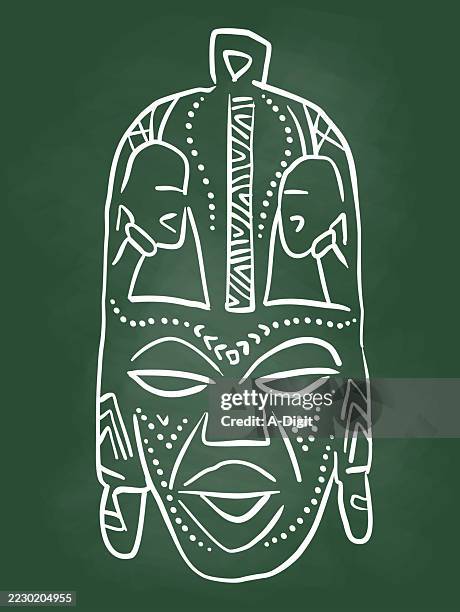 wood mask south africa chalkboard - earlobe stock illustrations