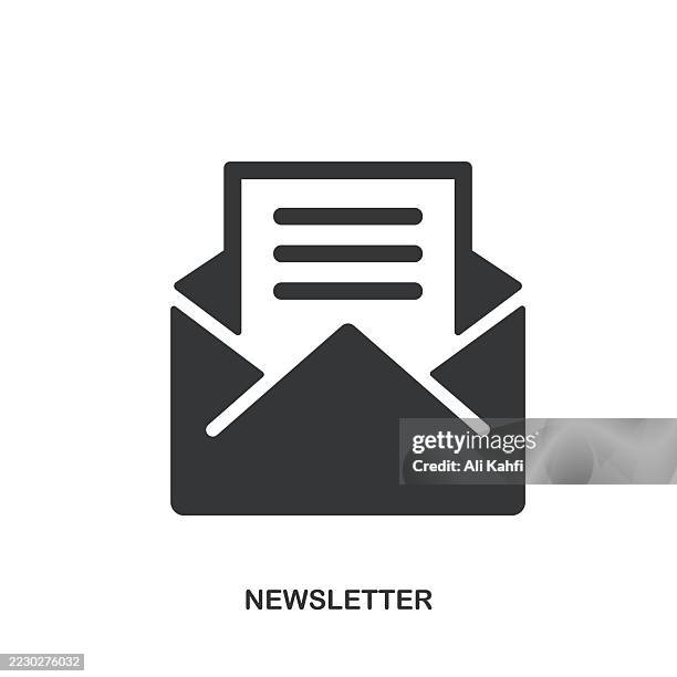 ilustrações de stock, clip art, desenhos animados e ícones de newsletter glyph solid icon. solid icon that can be applied anywhere, simple, pixel perfect and modern style. - newsletter