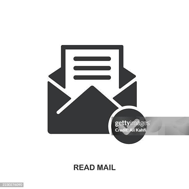 read mail glyph solid icon. solid icon that can be applied anywhere, simple, pixel perfect and modern style. - finishing post stock illustrations