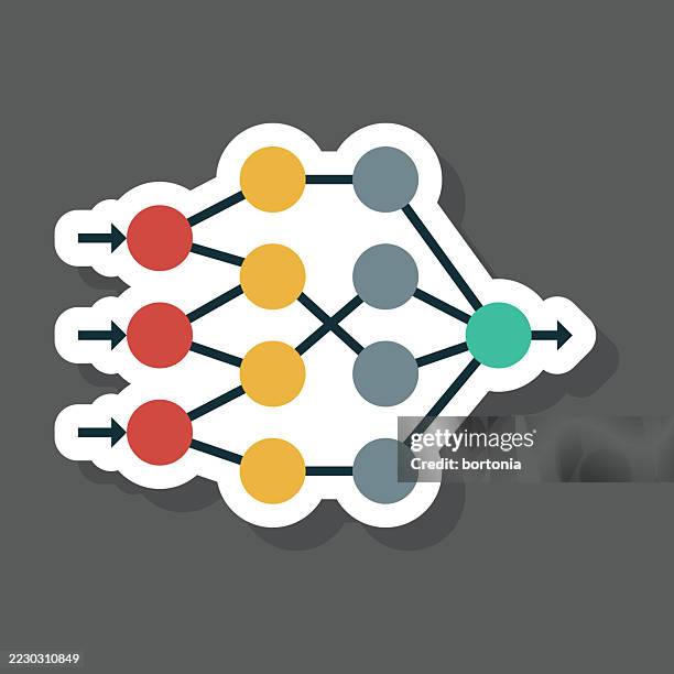 artificial intelligence decision tree sticker icon - android robot logo stock illustrations