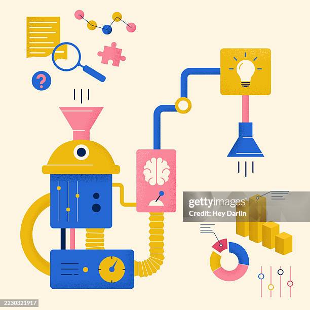 ai graphic data analysis - machine learning stock illustrations